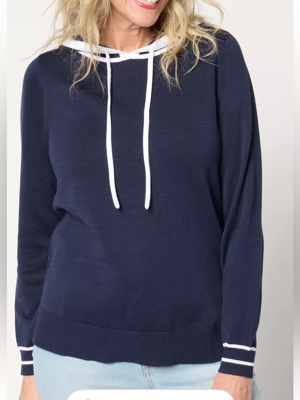 Belle by Kim Gravel Yacht Club Tipped Sweater Hoodie